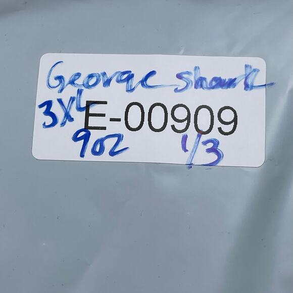 Shark Triangle Print Swim Trunks Men 3XL 48-50 Above The Knee 6" Inseam Blue Red - Picture 10 of 10